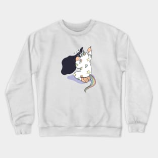 Weird Unicorn Cat maintaining the delicious black holes Crewneck Sweatshirt